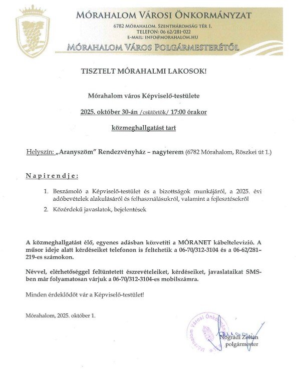 Közmeghallgatás Mórahalmon