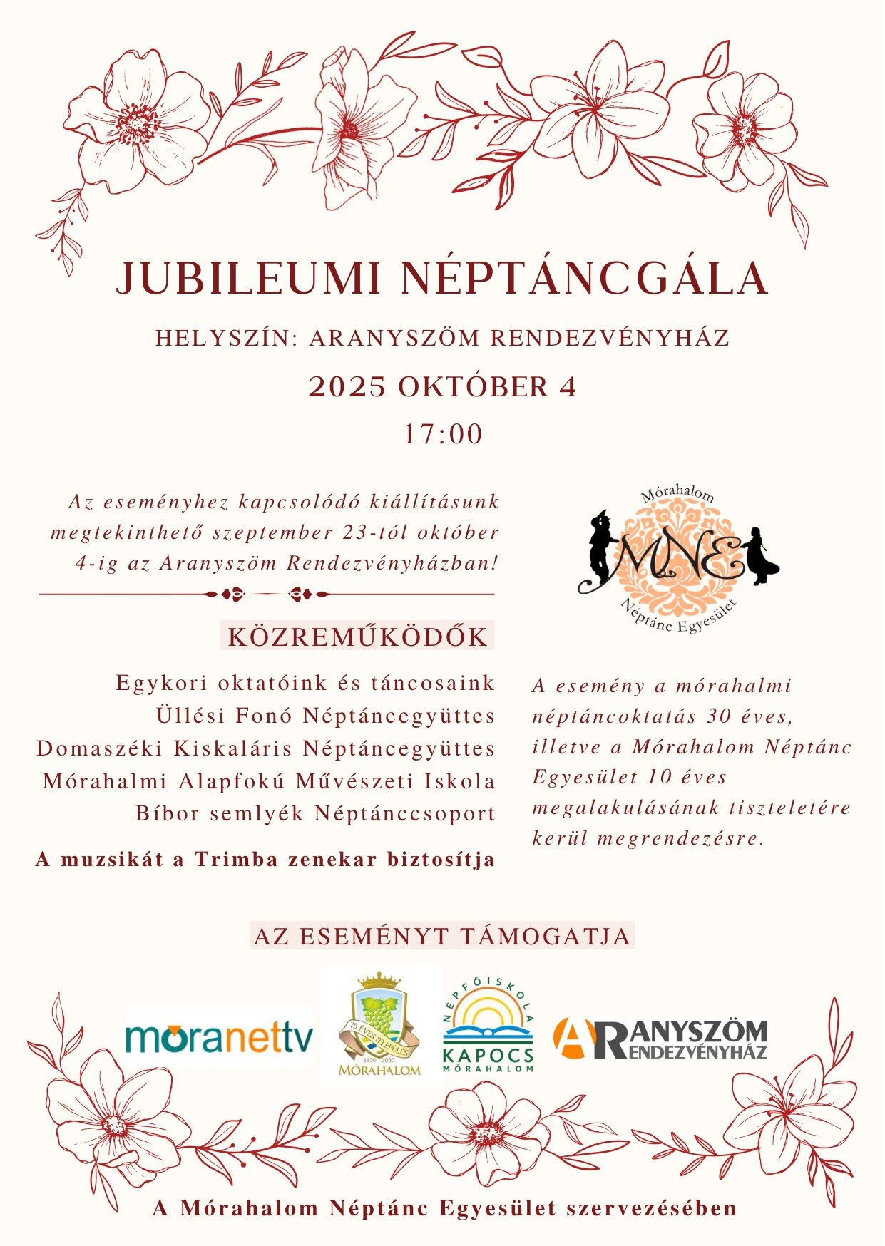 Jubileumi Néptáncgála az Aranyszöm Rendezvényházban!